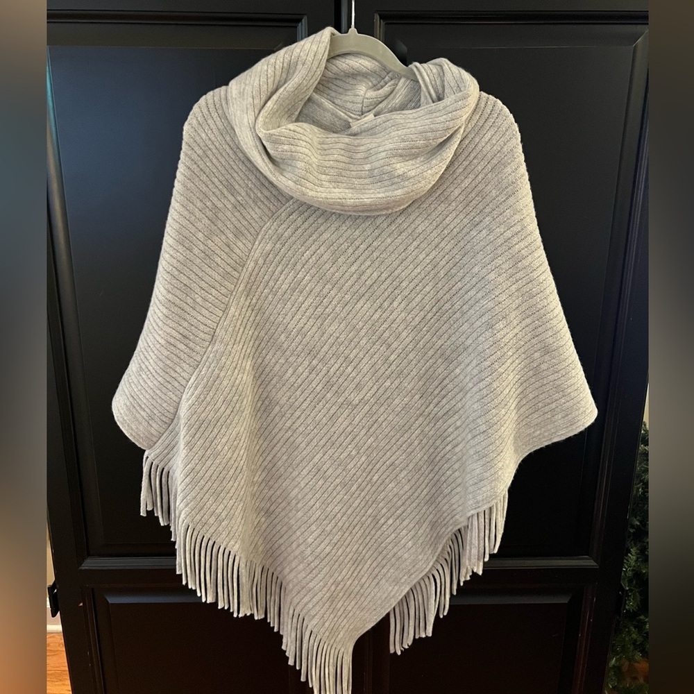 Cowl Neck Fringe Poncho